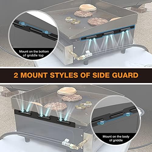 Wind Guards for Blackstone 17“ Griddle Accessories Fit for Blackstone Griddle Grill, MeWeBlue 5019 Magnetic Stainless Steel Wind Screens Protect Flame Hold Heat, Compatible with Hood, Black