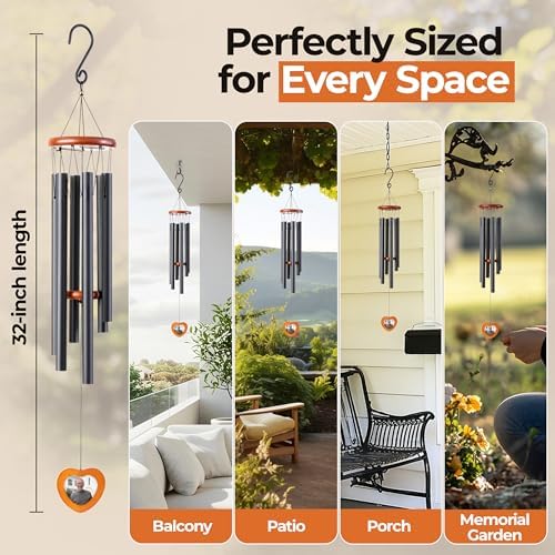 32 Inch Memorial Wind Chimes Outdoor, Personalized Sympathy Gifts for Loss of Loved One, Memorial Gifts for Loss of Mother, Bereavement Gift for Mom, Father, Brother, Sister