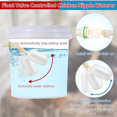 Dreyoo 8 Pack Automatic Chicken Waterer, Complete Set with 1/2'' PVC Tee Fittings, Float Valve Controlled Automatic Chicken Nipple Waterer Cups