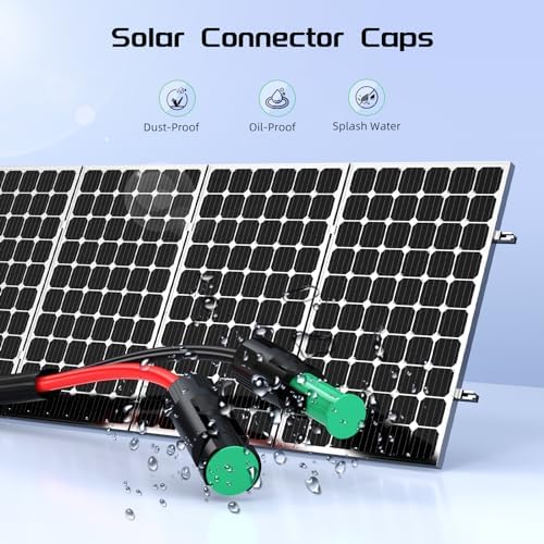 10AWG 30FT Solar Panel Extension Cable, Flame Retardant Protective Sleeving,Bateria Power Twin Wire 10 Gauge Solar Cable with IP68 Female & Male Waterproof Connectors, Dust Caps for Home, RV
