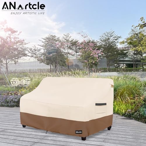 3-Seater Patio Sofa Cover,79W x 37D x 35H Inches Outdoor Couch Cover,100% Waterproof Heavy Duty Patio Sofa Covers,Patio Furniture Covers,Beige&Brown