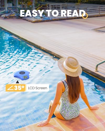 Solar Digital Pool & Spa Thermometer, Weather Resistant Floating Thermometer, IPX-8 Water Proof, 10s Measuring Cycle, Solar Powered with Over 180 Days Battery Life