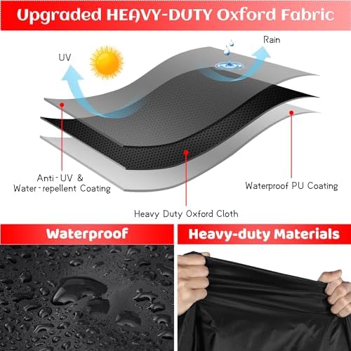 Grill Cover, 55 inch Heavy Duty BBQ Gas Grill Cover for Outdoor Grill, Waterproof, Weather Resistant, Anti-UV, Rip-Proof, Fade Resistant Barbecue Cover with Hook-and-Loop Straps for Most Grills
