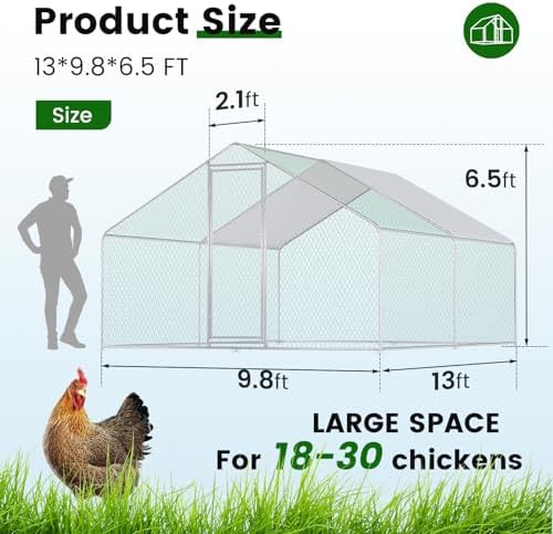 Chicken Coop Large Metal House Chickens Pen Outdoor for More Than Chickens Poultry Cage with Waterproof Cover for Rabbits Duck Walk-in Chicken Runs for Yard with Cover Outdoor