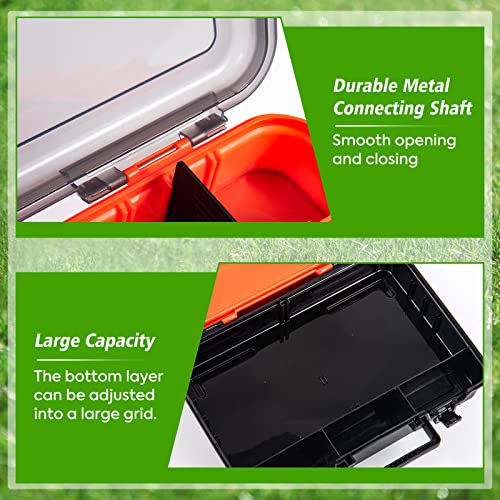 Goture Small Tackle Box,Waterproof Fishing Lure Boxes, 2 sided adjustable Small Plastic Case Small Box Storage Containers Black SMALL 6.69'' X 4.33'' X 1.81''
