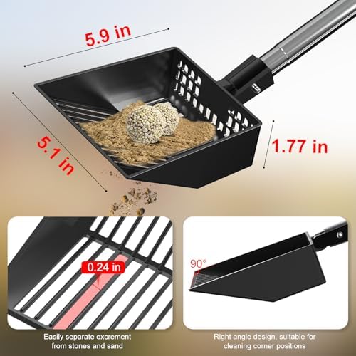 Metal Chicken Poop Scooper Heavy Duty Sifting Shovel Chicken Accessories Cleaning Tools Adjustable to 41.3" Long Handle Poop Shovel for Poultry Litter Scooper Supplies