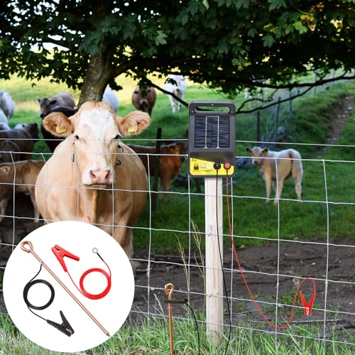 Electric Fence Wire - Grounding Rod, Connect The Energizer and Electric Fence Charger Solar Powered, Solar Electric Fence Lead Wire with Alligator Clip, for Generator Electric Fence