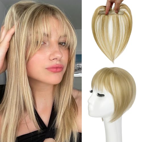 Cephermer Bangs Hair Clip in Bangs 360°3D Cover Hair Topper Synthetic HairPieces for Women Ash Blonde Wispy Fake Bangs Toppers for Daily Wear