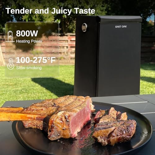 EAST OAK 30-inch Electric Smoker, Outdoor Smoker with Convenient Side Wood Chip Loader, 725 Sq Inches of Cooking, Digital Control and 4 Removable Racks for Outdoor Kitchen, BBQ, Backyard, Black