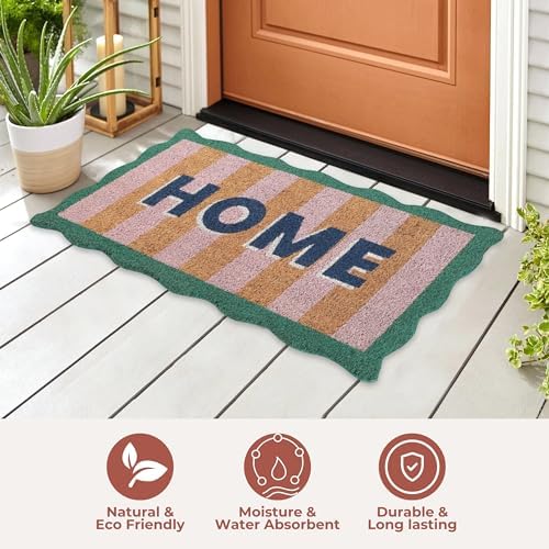 Folkulture Door Mat | Eco Friendly Mats for Front Door | (16 x 28) Welcome Matt or Doormat for Home Entrance | Durable & Anti Slip Coir Mats Outdoor or Entryway Rug (Home-Sweet-Home)