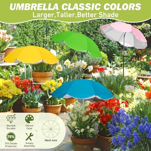 4 Pack Plant Umbrellas for Outdoor Plants,26" Larger Garden Umbrella Sun Shade for Garden Beds Potted Plants-Upgraded 43.3" Higher Adjustable Angle Plant Shade Cover Umbrellas for Plant Flower