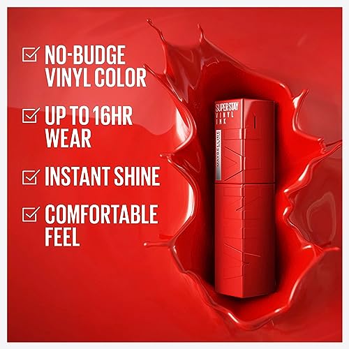 MAYBELLINE Super Stay Vinyl Ink Longwear No-Budge Liquid Lipcolor Make Up, Highly Pigmented Color and Instant Shine, Upbeat, 1 Count