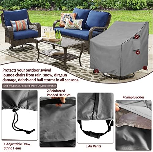 Okcool Outdoor Swivel Chair Cover 2 Pack,Outdoor Furniture Patio Chair Covers Waterproof Clearance,(30" W x 34" D x 38.5" H) Outdoor Lawn Patio Furniture Covers,Grey