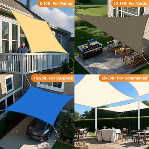 Artpuch Sun Shade Sail, 12'x16' Sand Rectangle, Curved Edged Commercial Grade 185GSM Permeable Outdoor Shade Cloth for Deck, Backyard, Patio (Custom Sizes Made)