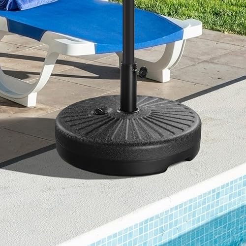 Yaheetech Umbrella Base 22L Round Water & Sand Filled Patio Outdoor Umbrella Stand with Steel Umbrella Holder Suit for Dia 1.5'' or 1.9'' Umbrella Pole, Black
