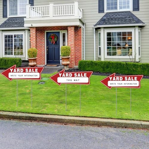 14pcs Yard Sale Signs, 17" x 13", Double Sided with Metal Stake, Pricing Stickers, Directional Arrows & Neon Stickers, Garage Sale Supplies