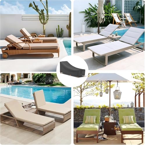 Mrrihand Chaise Lounge Cover, Patio Furniture Covers, Patio Lounge Chair Cover Waterproof and UV Resistant, Heavy Duty Outdoor furniture covers with Air Vent 2 Pack - 84L x 32W x 32H inch