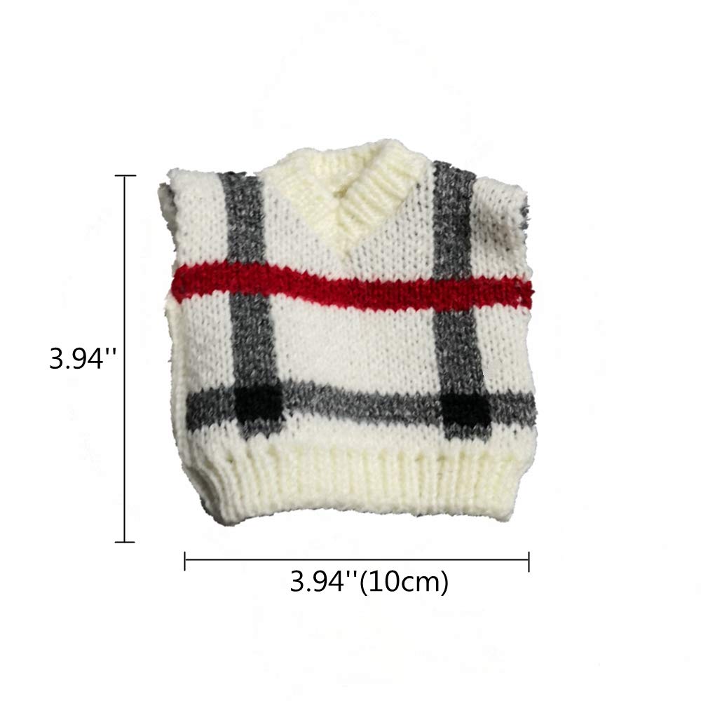 Ferret Clothes Small Animal Sweater Warm Winter Knitted Sweatershirt Ferret Apparel Halloween Party Cosplay Photo Shoot for Ferret Bunny Guinea Pig Squirrel (2 Pcs (White Stripes+Yellow Grid))