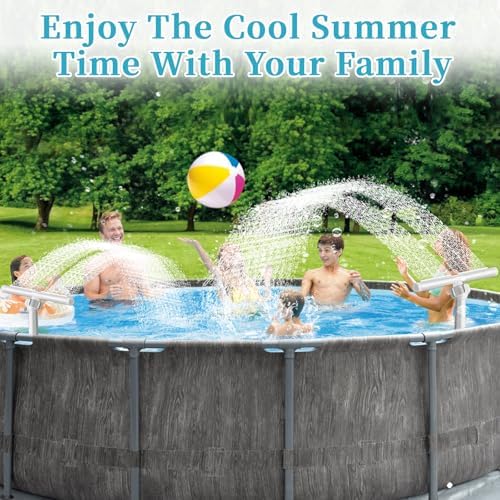 Solar Pool Fountain for Above and In-ground Pools, with 10-Color Lights and Auto Light Sensing Pool Sprinkler Fountain 360° Adjustable Dual Spray High Pressure Pool Waterfall