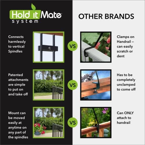 Premium - One Piece Pole - Long Hook Kits Ideal for Bird Feeders, Lighter Flower Baskets, Chimes, etc. for Vertical Spindled Deck Railings Only (27" Upright) Heavy Duty Hanger