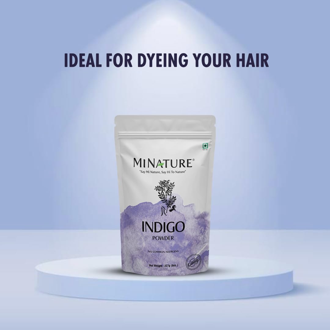mi nature Indigo Powder (Indigofera Tinctoria)| For Hair | Hair Dye color| Ideal for Natural Black Colour |Pure & Natural with No Preservative| Made in India| (454g / 16 ounce