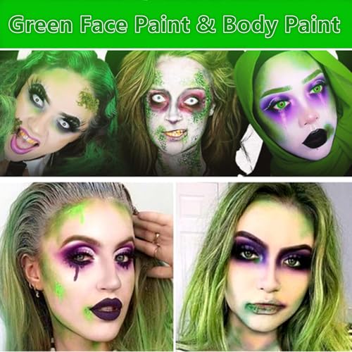 Go Ho Cream-Blendable Ogre Green Face Paint Stick (1.06 oz),Full-coverage Ogre Green Body Paint Stick for Adults Children Halloween Cosplay SFX Makeup,Waterproof