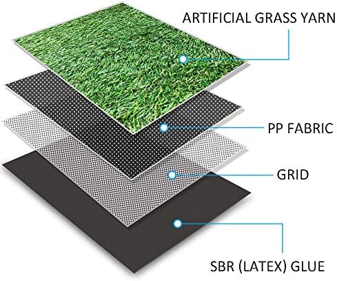 Petgrow Deluxe Realistic Artificial Grass Turf 3.3FTX5FT, 70 oz Face Weight /Drainage Holes / Rubber Backing, Indoor Outdoor Pet Faux Synthetic Grass Astro Rug Carpet for Garden Backyard Patio Balcony