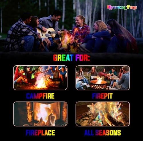 Mystical Fire Color Changing Packets Fire Pits Campfire Enchanted Multi-Color Magical Fun for Indoor Fireplace or Outdoor Use 0.882 Ounces 50pk