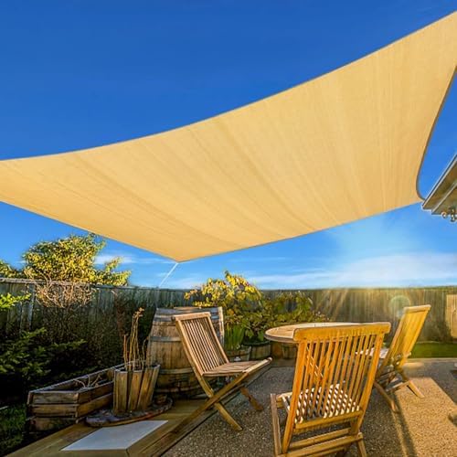 Artpuch Sun Shade Sail, 12'x16' Sand Rectangle, Curved Edged Commercial Grade 185GSM Permeable Outdoor Shade Cloth for Deck, Backyard, Patio (Custom Sizes Made)
