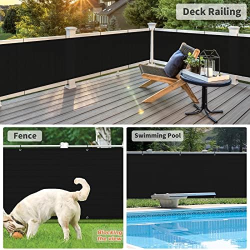 LOVE STORY Balcony Privacy Screen, 3'x10' Black Deck Shield Screen Fence Cover (HDPE),UV Protection and Weather-Resistant,3 FT Height for Deck, Patio, Backyard, Outdoor Pool, Porch, Railing