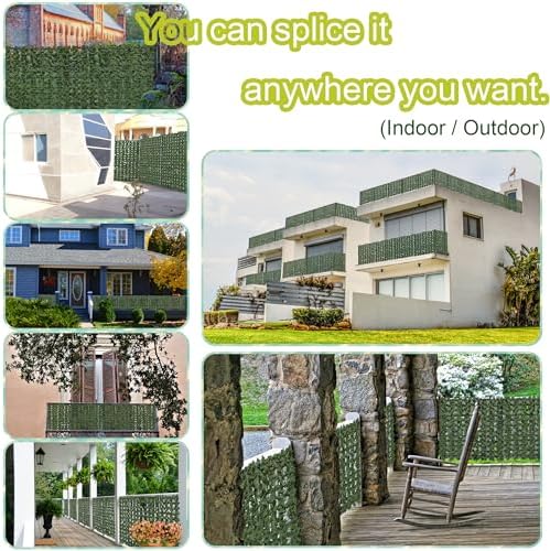 Artificial Ivy Privacy Fence Screen, 128 "x 48" (43 Sqft) Anti-Ultraviolet Artificial Hedge Grass Wall, Used for Indoor and Outdoor Green Background, Garden Greening Decoration