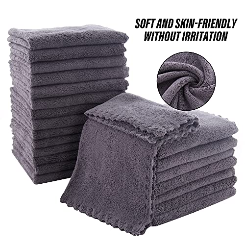 MOONQUEEN Ultra Soft Premium Washcloths Set - 12 x 12 inches - 72 Pack - Quick Drying - Highly Absorbent Coral Velvet Bathroom Wash Clothes (Grey)
