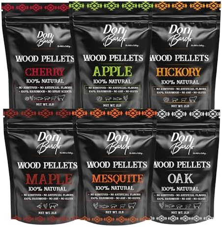 Don Bardo - 100% All Natural Wood Pellets, Bundle with 6 Different Flavors, Intended for Ninja Woodfire Outdoor Grill, Grills, Pellet Grills, Wood Fire Oven & Smoker, 6, 2lb Resealable Bags (12 lb)
