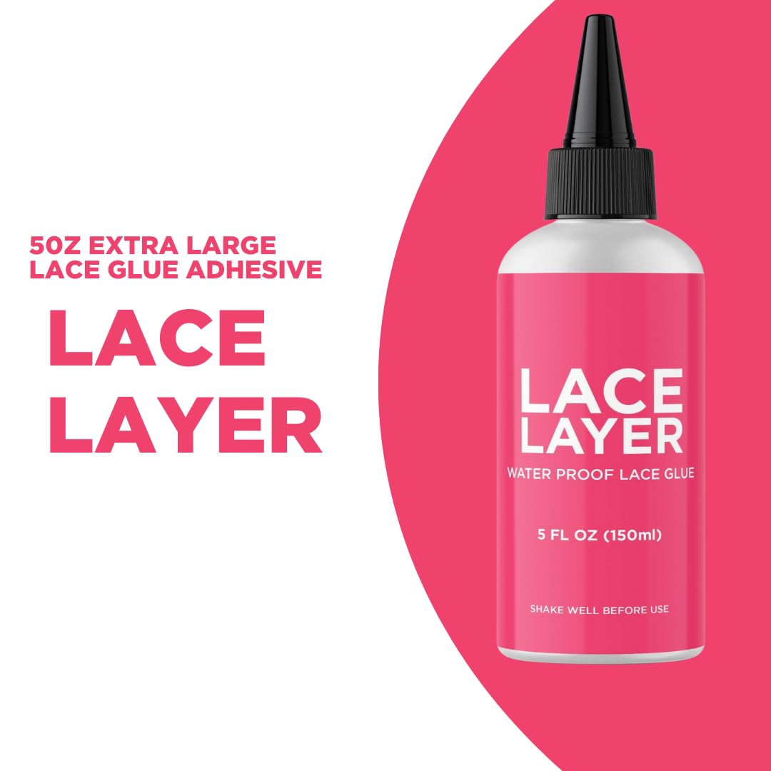 Lace Layer Lace Wig Adhesive - 5 oz - Invisible Bonding Glue for Lace Wigs, Frontals, and Closures, Waterproof & Humidity Resistant Lace Frontal Glue (Strong Hold) (5 oz)