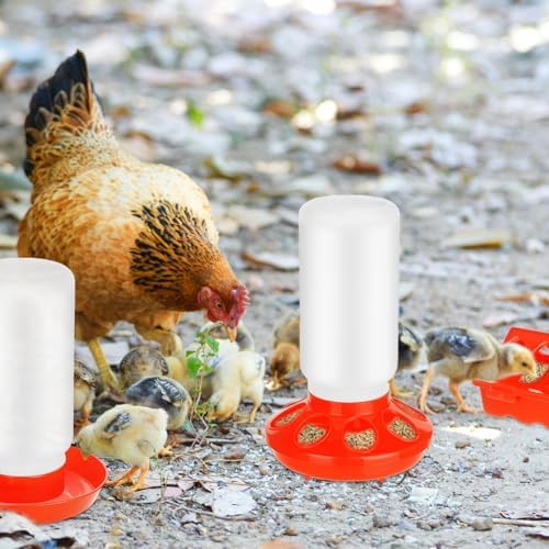 TINSKY 5 Pack Chick Feeder and Waterer Set Plastic Baby Chicken Brooder Starter Kit with Chick Perch for Small Poultry Ducks Quail