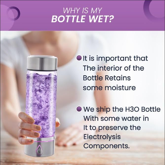H3O Hydrogen Water Bottle - Hydrogen-Infused Water Machine with Built-in Purple Protective Light - Portable Water Ionizer for Hydration, Energy, Sleep Quality - 3000PPB Hydrogen Ions per Cycle