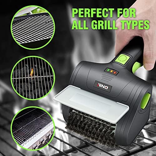 DNA MOTORING TOOLS-00219 Cordless Electric Grill Cleaning Scrub Brush Rechargeable with Type-C Charge Cord,Green/Black