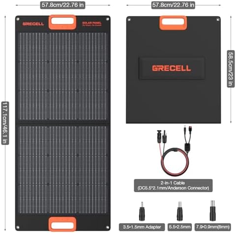 GRECELL 100W Portable Solar Panel for Power Station Generator, 20V Foldable Solar Cell Solar Charger with High-Efficiency Battery Charger for Outdoor Camping Van RV Trip