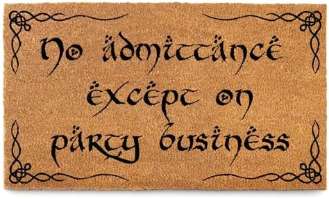 MAINEVENT No Admittance Except On Party Business Door Mat Outdoor 30x17 Inch, Nerd Welcome Mat Outside Entrance, LOTR Gift