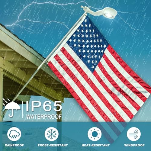 Solar Flag Pole Light, Bright White 6000k Flagpole Light Upgrade Solar Powered for Fits 0.8-1.2" Flag Pole,Tri-Color Solar flagpole Lights,Outside House Garden Yard American Flags Decor (White)