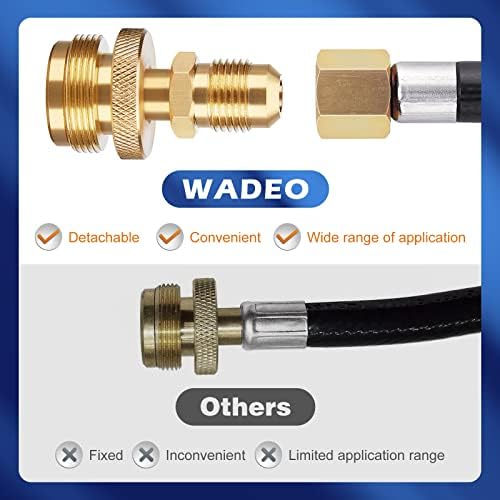 WADEO 12 FT Propane Quick Connect Hose for RV to Gas Grill, Propane Quick Connect Fittings for 1 LB Throwaway Bottle Connects 1 LB Portable Appliance to RV 1/4" Female Quick Disconnect