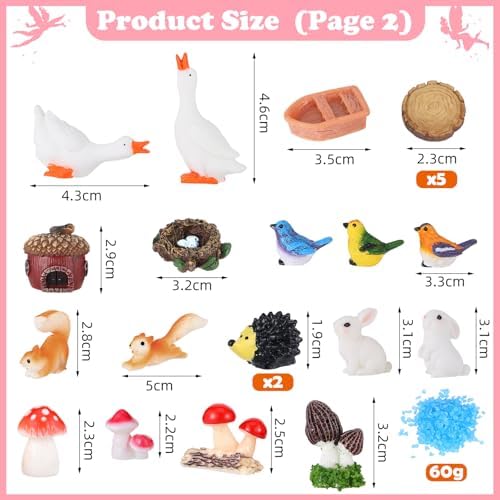 93 Pcs Fairy Garden House Resin Accessories Fairy Elves Kit Miniature Fairy Figurines Ornaments Animals Decor Outdoor for DIY Dollhouse
