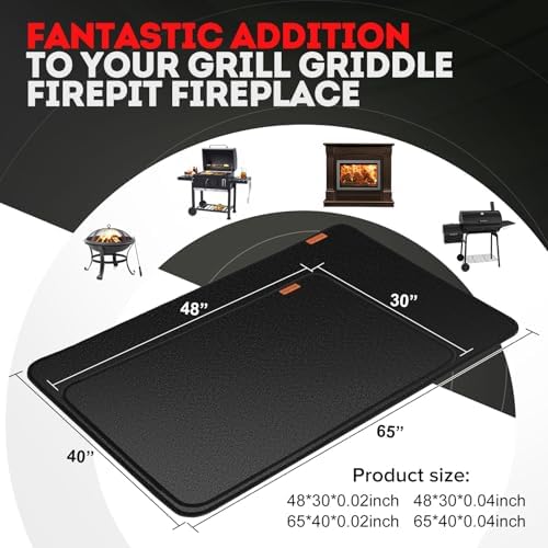 48 x 30 inch Under Grill Mats for Outdoor, Fireproof BBQ pad Beneath Grill, Grill Pads for Outdoor Grill