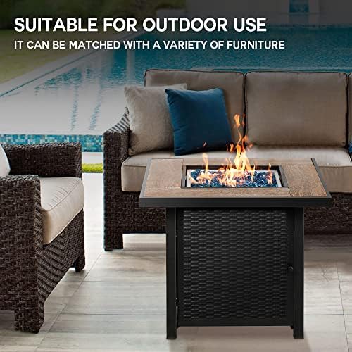 BALI OUTDOORS 50000 BTU Propane Fire Pit for Outdoor, 30 in Fire Pit Table Outdoor, Square Firepits for Outside Backyard, Patio