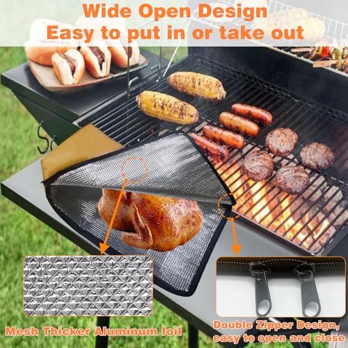 BBQ Blanket for Resting Meat, BBQ Brisket Blanket Meat Resting Blanket for Smoking, Grilling Meat Insulated Resting Bag with Wide Mouth for Large Brisket/Turkey (Regular 21in)