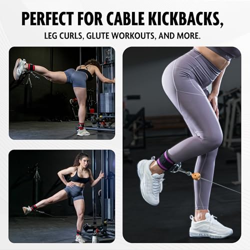 DMoose Ankle Straps for Cable Machines Women - One Size Fit with Premium Padding, Ankle Cable attachments for Gym, Ankle Cable Straps for Workout, Booty Workouts, Leg Extension, Hip Abductors