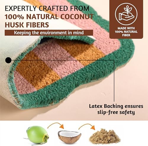 Folkulture Door Mat | Eco Friendly Mats for Front Door | (16 x 28) Welcome Matt or Doormat for Home Entrance | Durable & Anti Slip Coir Mats Outdoor or Entryway Rug (Home-Sweet-Home)