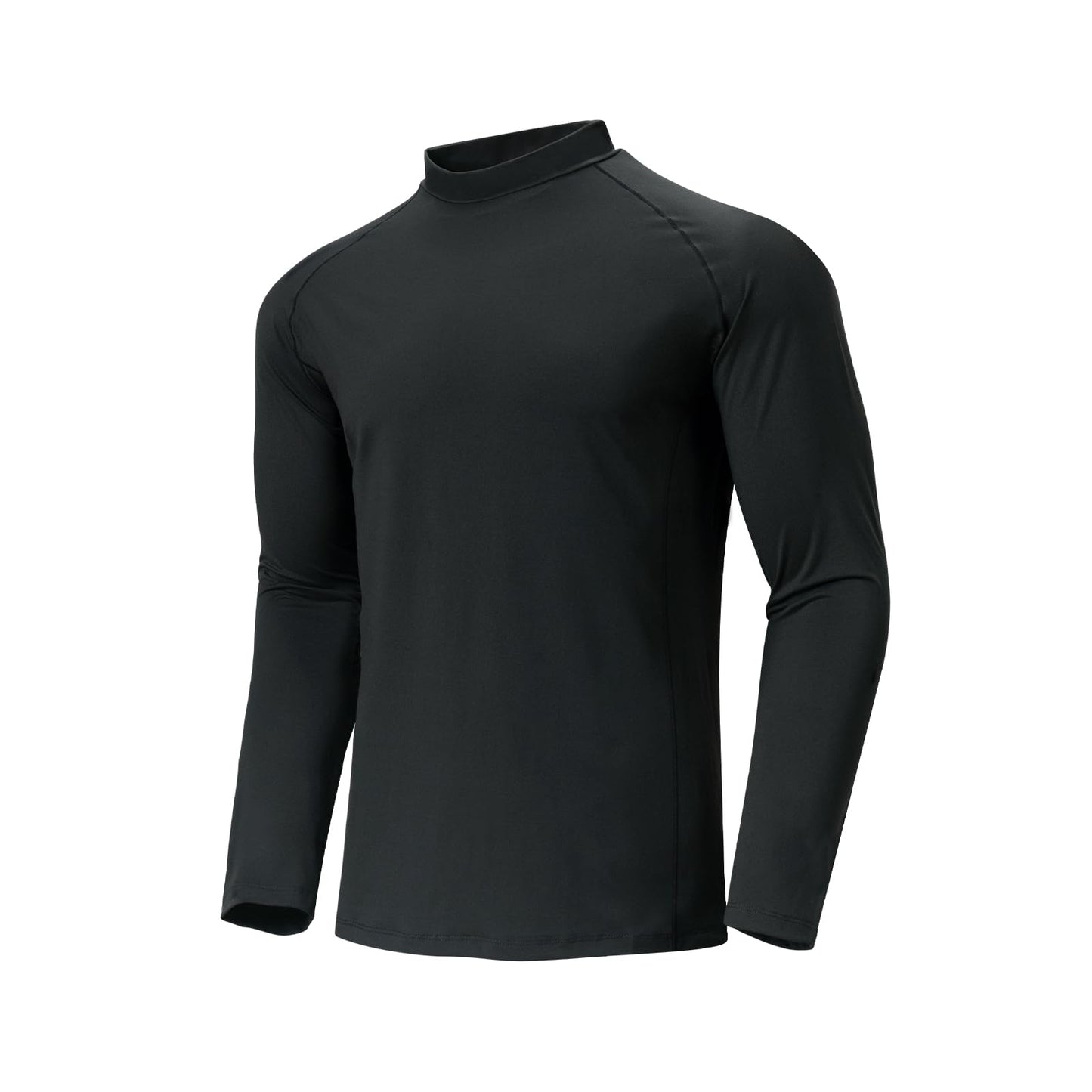 Men's Long Sleeve T Shirts Classic Mock Turtleneck Running Outdoor Basic Pullover Sweatshirt Workout Tops(Black,2XL)