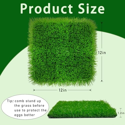 8 Pack Chicken Nesting Pads-12×12",Washable Thicken Artificia Grass Nesting Box Liners Pee Pads Reusable Laying Eggs Bedding for Chickens Coop Pet Outdoor Indoor