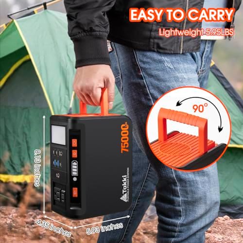 Takki Portable Power Station 277Wh, Camping Backup Lithium Battery, 110V/250W Pure Sine Wave AC Outlet, Solar Generator for CPAP Home Use Backup Emergency Camping